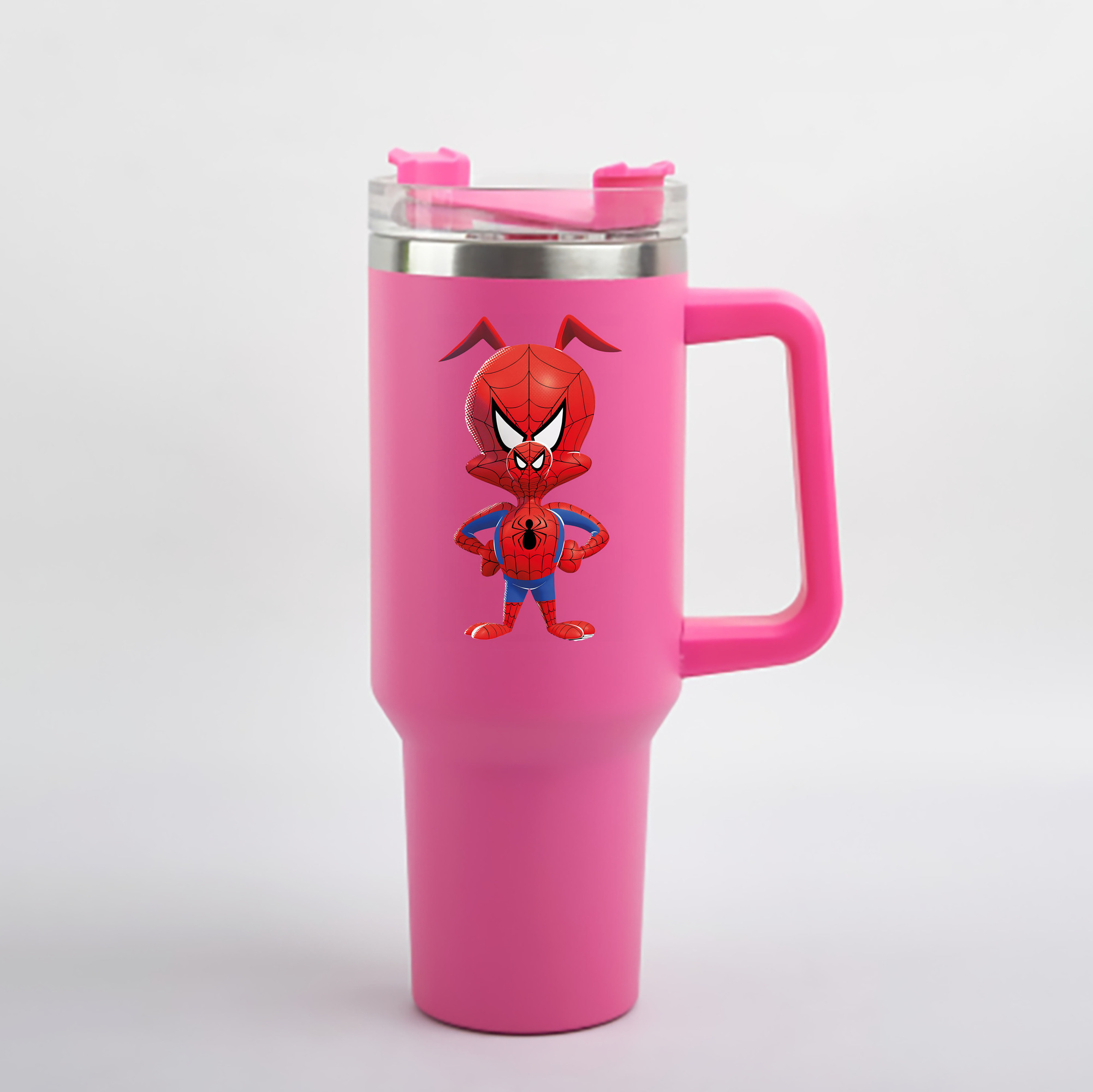 （画像用） Spider Man スパイダーマン 1200mL車用タンブラー - クリスタルステッカー（プラスチックストロー付き）